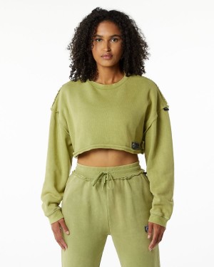 Alphalete Very Terry Crop Pullover Naisten Takit Vihreä | ONWKJ-3548