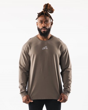 Alphalete Wolf Head LS Tee Miesten Paidat Desert Taupe | QSMDG-1024