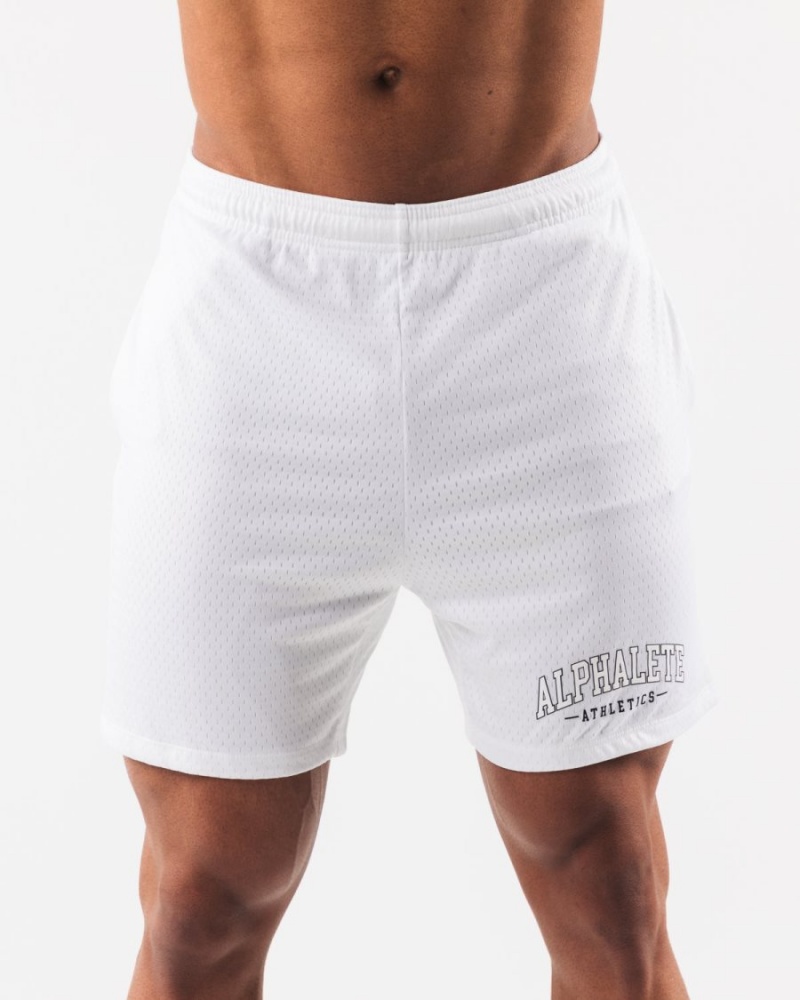 Alphalete AA Mesh Lyhyt 6” Miesten Shortsit Valkoinen | NDAXV-9164