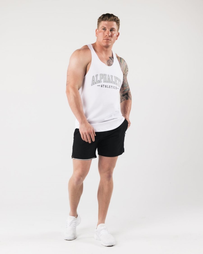 Alphalete AA Raw Cut Tank Miesten Hihaton Paita Valkoinen | SKHNB-4027