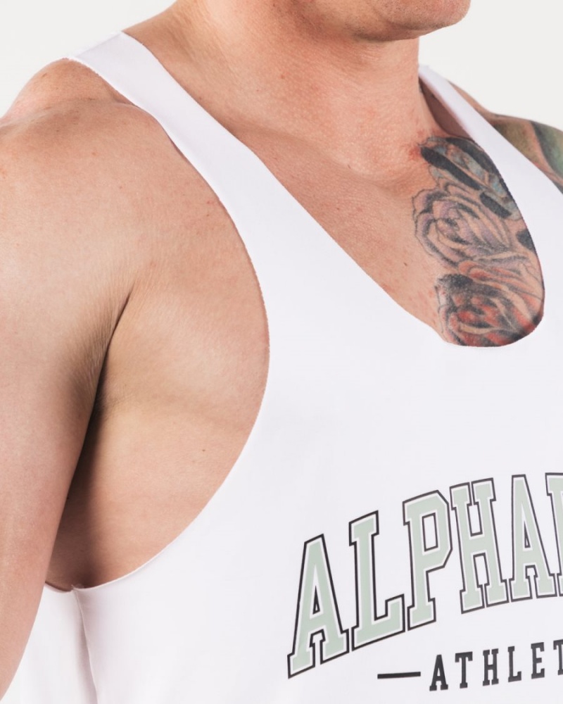 Alphalete AA Raw Cut Tank Miesten Hihaton Paita Valkoinen | SKHNB-4027