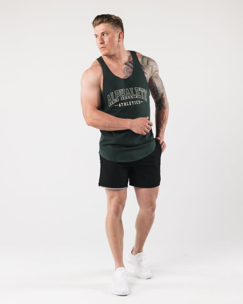 Alphalete AA Raw Cut Tank Miesten Hihaton Paita Evergreen | GIHQR-3925