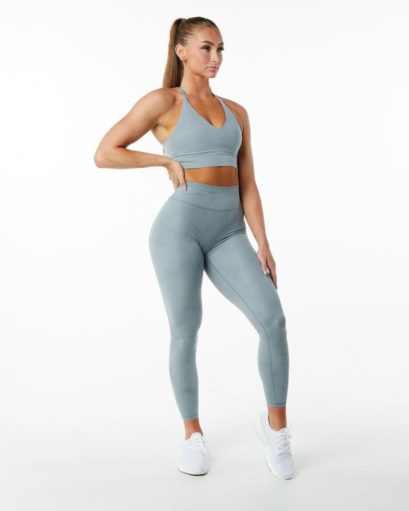 Alphalete Alphalux Wonder Bra Naisten Urheiluliivi Washed Denim | TULIV-6194