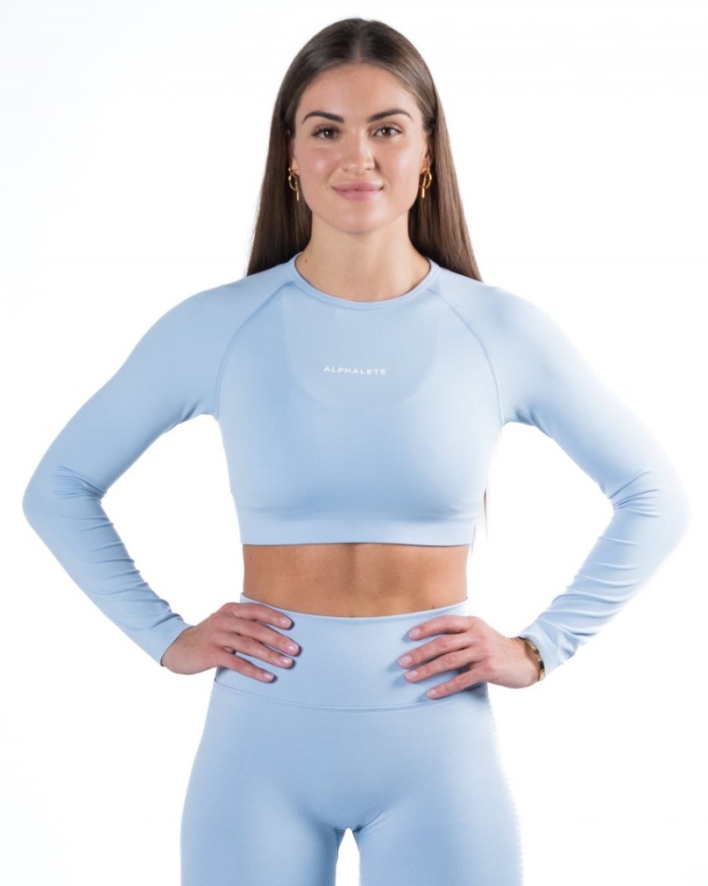 Alphalete Amplify LS Crop Naisten Pitkähihainen Sininen | ZXHSW-3547