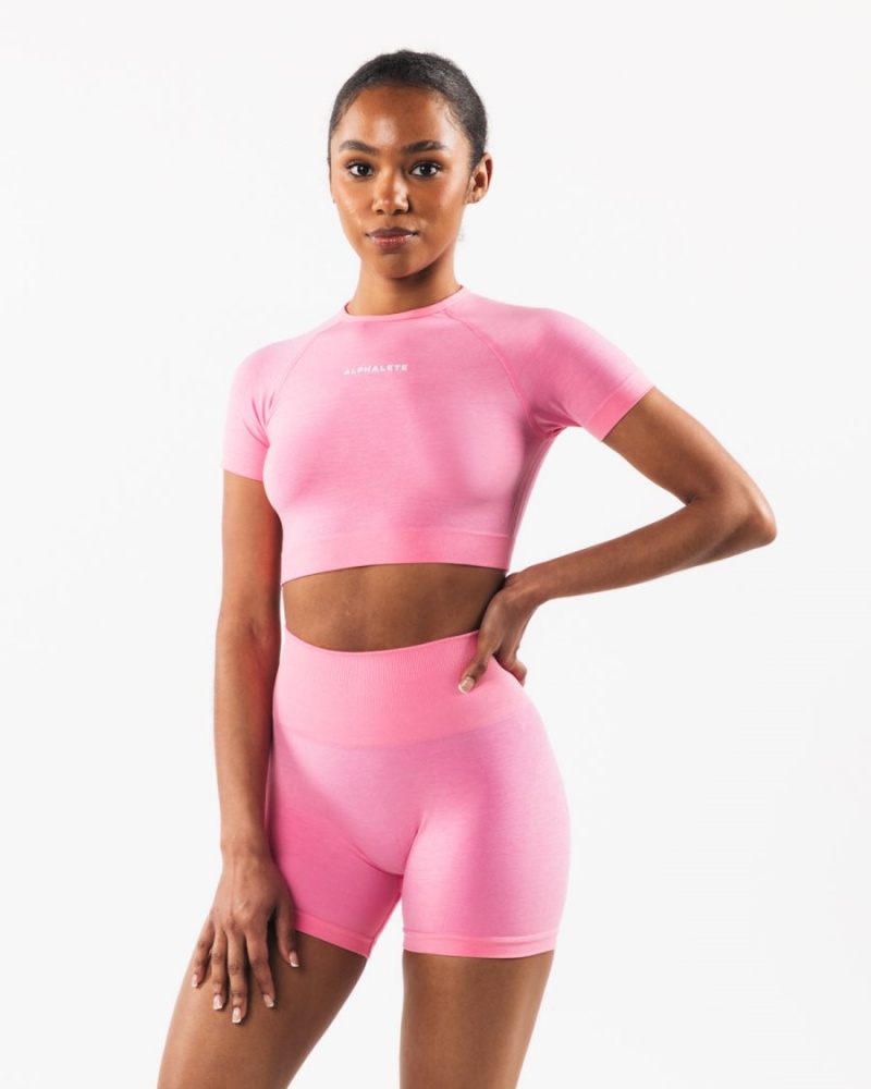 Alphalete Amplify SS Crop Naisten Paidat Cotton Candy | AJCGN-5064