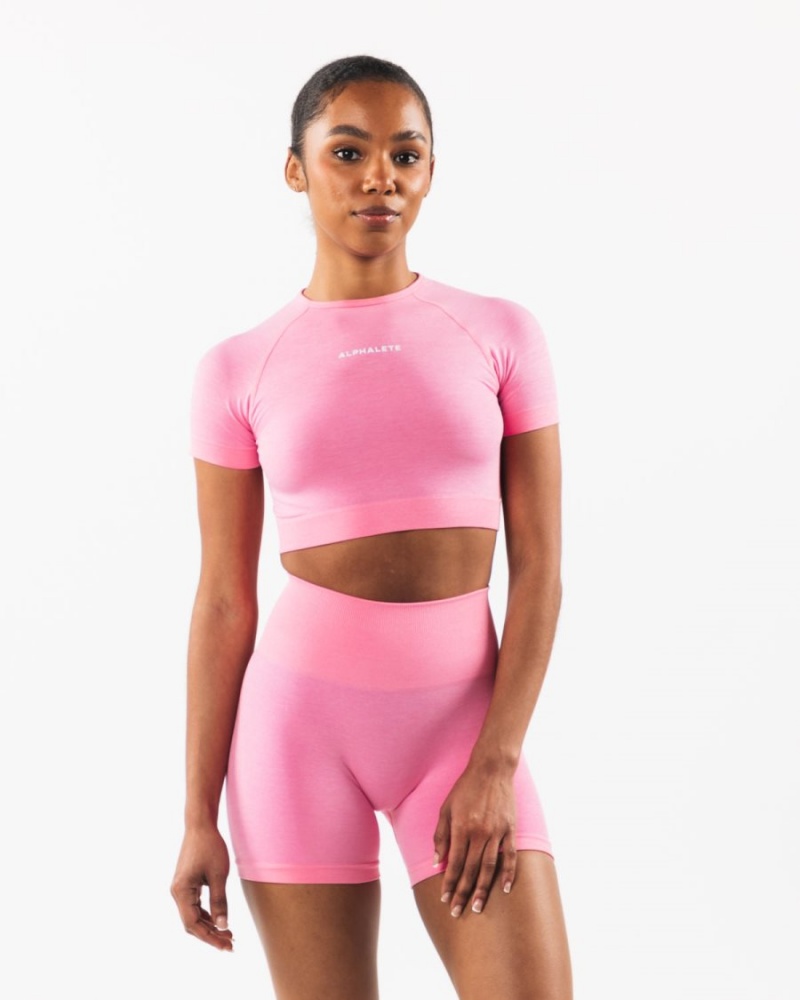 Alphalete Amplify SS Crop Naisten Paidat Cotton Candy | AJCGN-5064