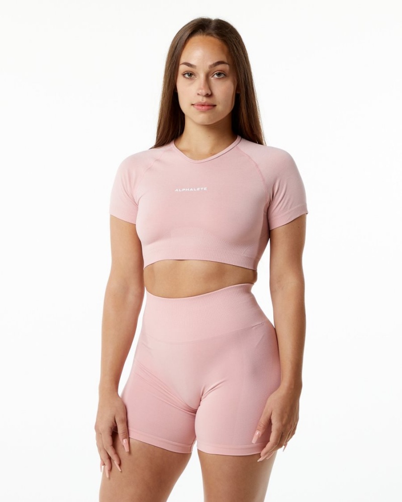 Alphalete Amplify V-Neck Crop Top Naisten Paidat Blossom | CDETW-0124