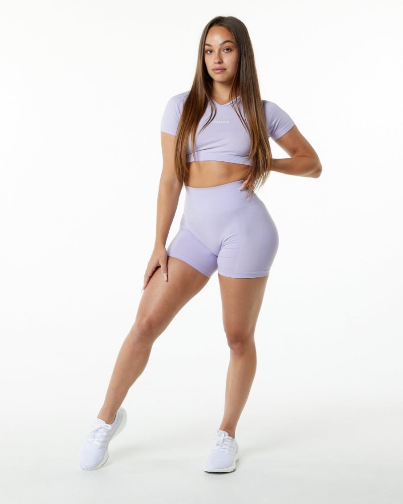 Alphalete Amplify V-Neck Crop Top Naisten Paidat Misty Lilac | XHKCF-1504