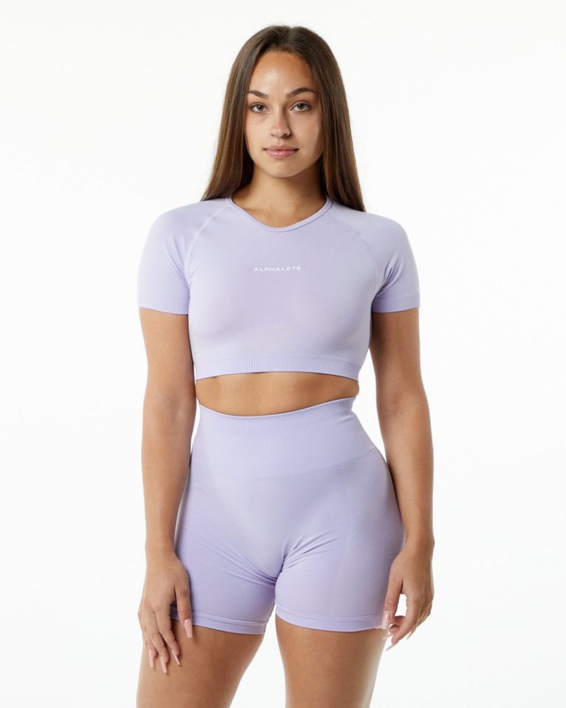 Alphalete Amplify V-Neck Crop Top Naisten Paidat Misty Lilac | XHKCF-1504