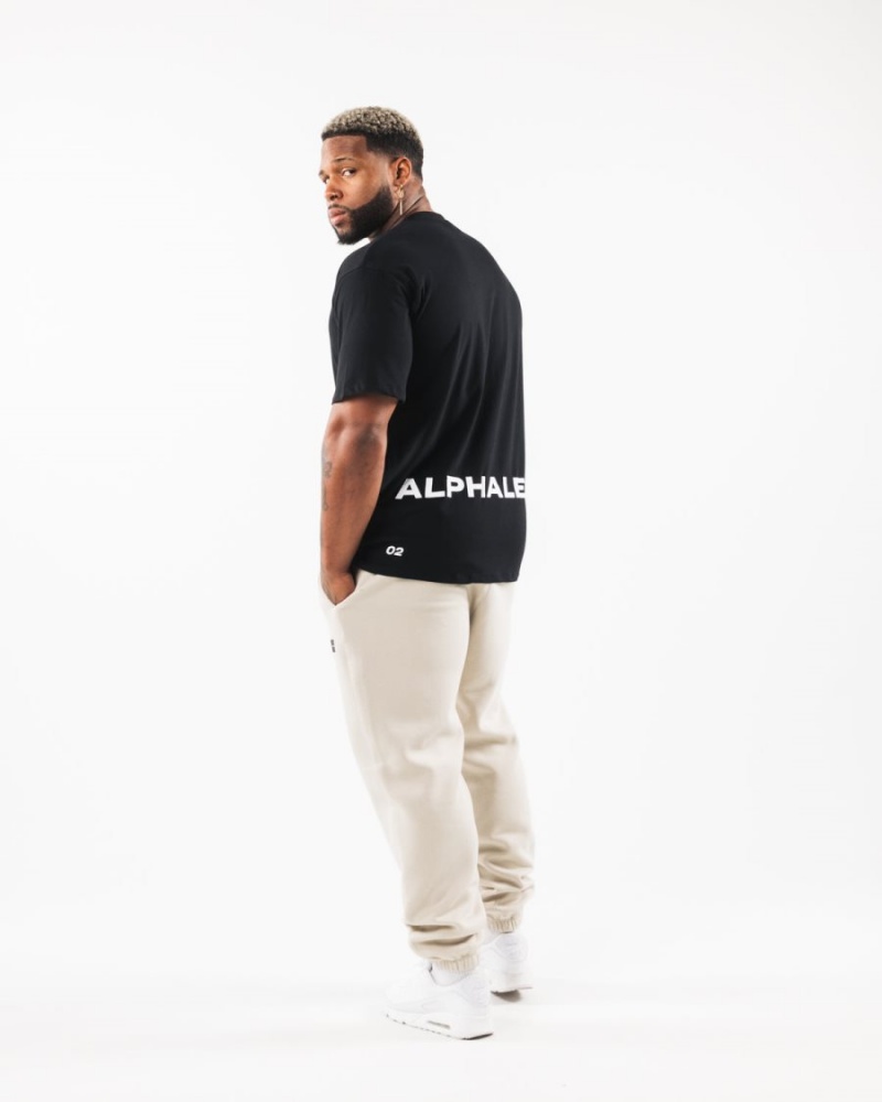 Alphalete Brushed Crest Tee Miesten Paidat Mustat | OMFTE-8462