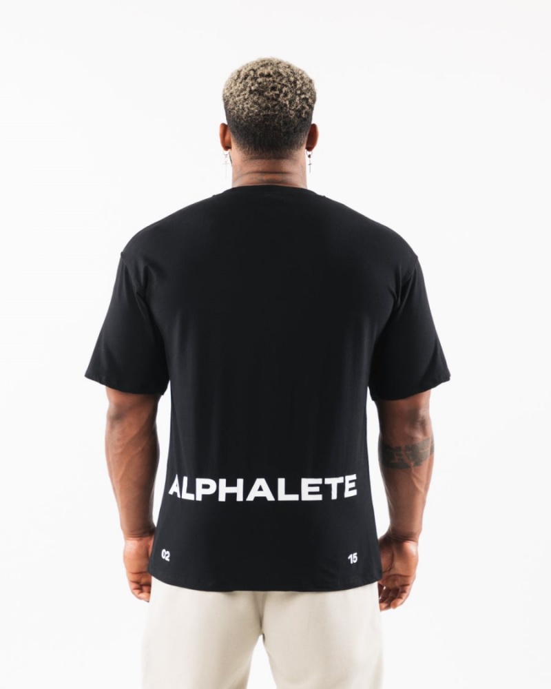 Alphalete Brushed Crest Tee Miesten Paidat Mustat | OMFTE-8462