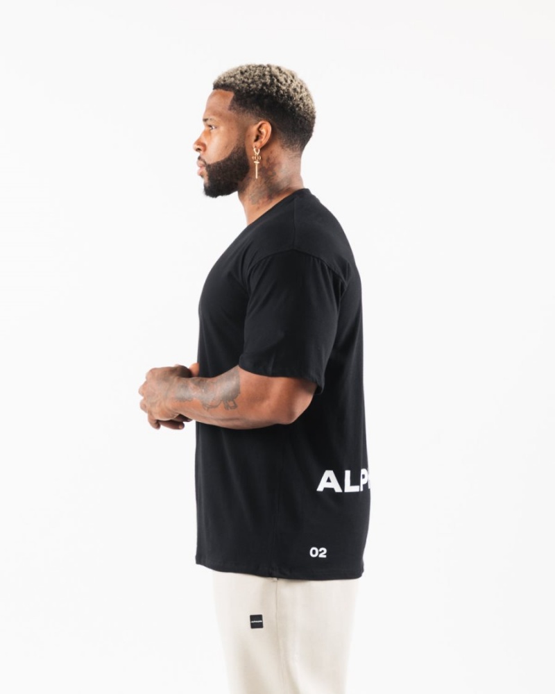 Alphalete Brushed Crest Tee Miesten Paidat Mustat | OMFTE-8462