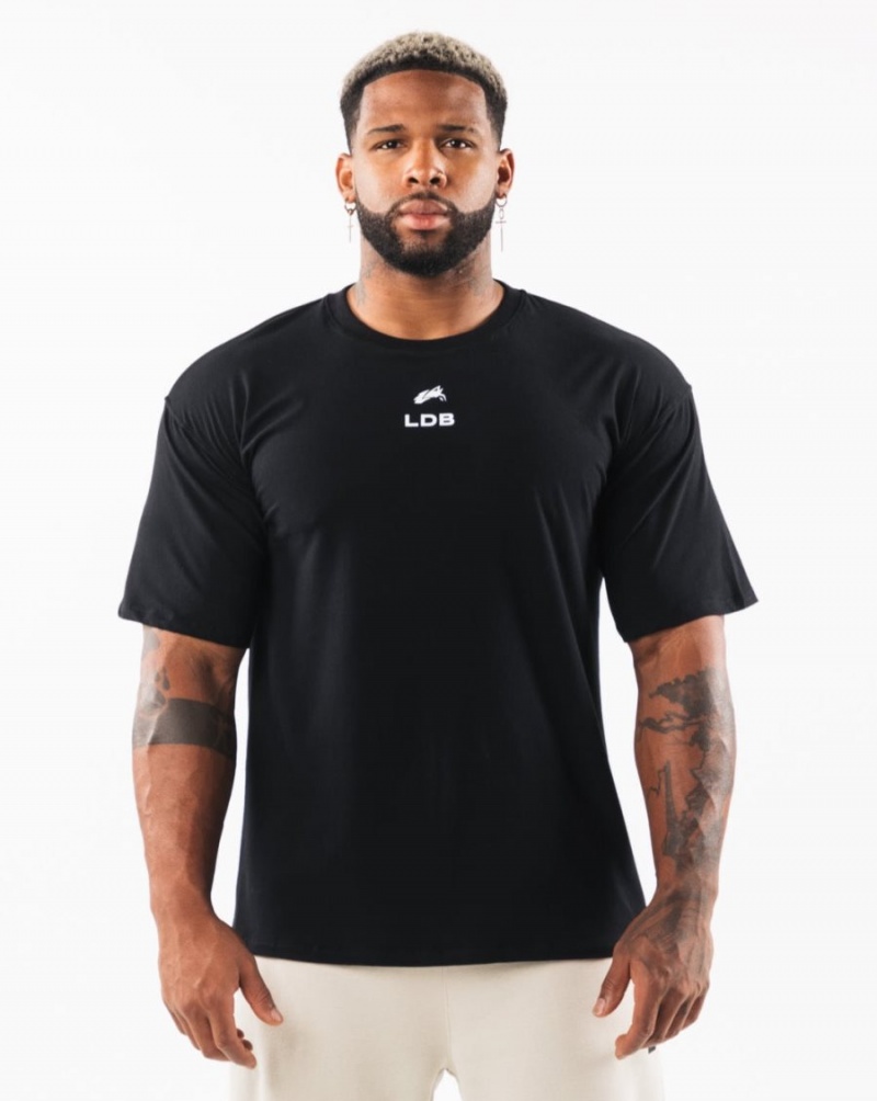 Alphalete Brushed Crest Tee Miesten Paidat Mustat | OMFTE-8462