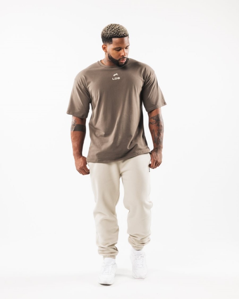 Alphalete Brushed Crest Tee Miesten Paidat Desert Taupe / Sea Shell | FEHDQ-1328