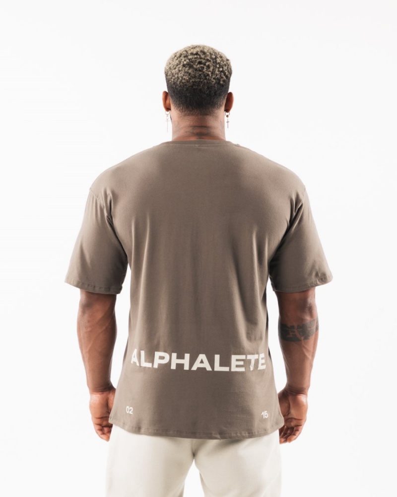 Alphalete Brushed Crest Tee Miesten Paidat Desert Taupe / Sea Shell | FEHDQ-1328