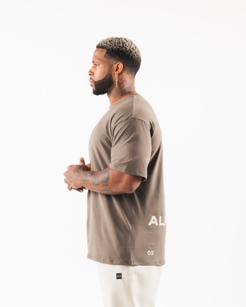 Alphalete Brushed Crest Tee Miesten Paidat Desert Taupe / Sea Shell | FEHDQ-1328