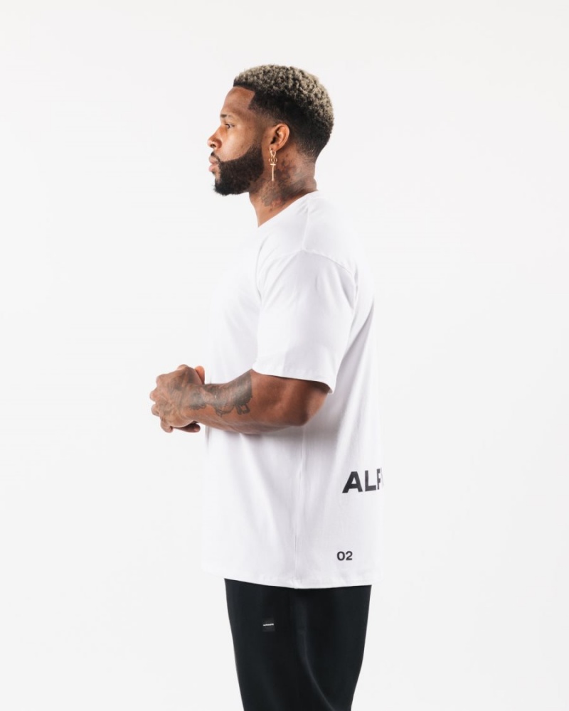 Alphalete Brushed Crest Tee Miesten Paidat Valkoinen | LSCYX-5643