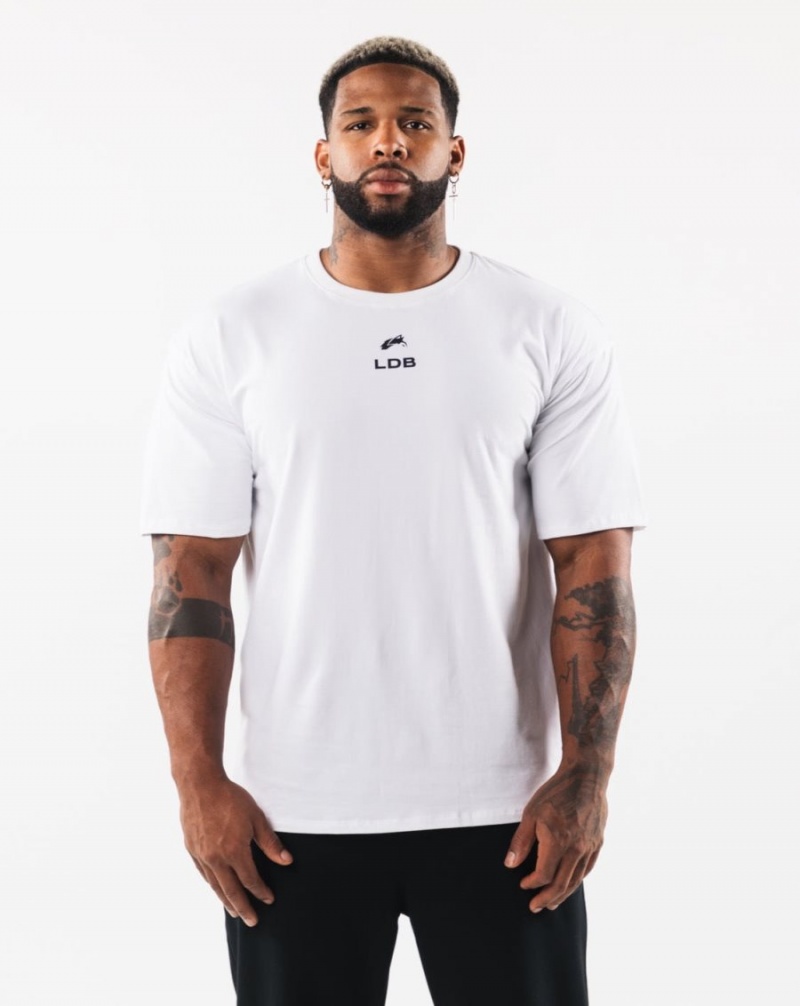 Alphalete Brushed Crest Tee Miesten Paidat Valkoinen | LSCYX-5643