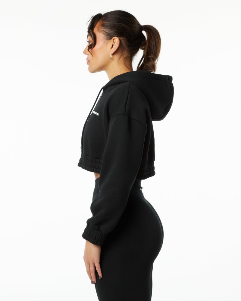 Alphalete Classic Capital Crop Hoodie Naisten Huppari Mustat | FZSUT-5804