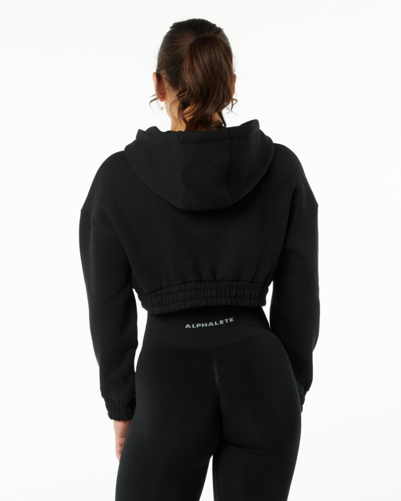 Alphalete Classic Capital Crop Hoodie Naisten Huppari Mustat | FZSUT-5804