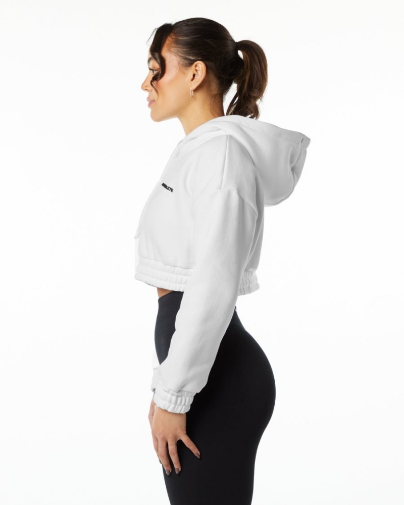 Alphalete Classic Capital Crop Hoodie Naisten Huppari Valkoinen | PHQNS-7132