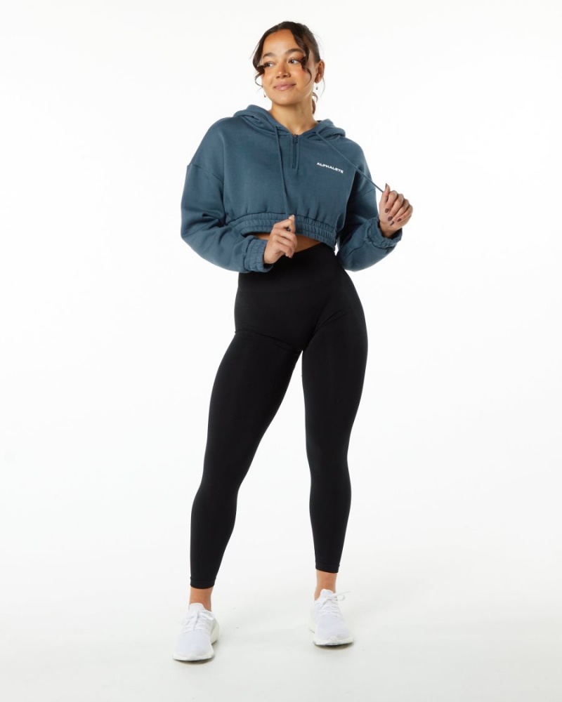 Alphalete Classic Capital Crop Hoodie Naisten Huppari Sininen | GPFCQ-2769