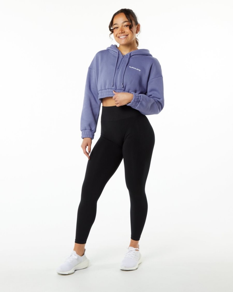 Alphalete Classic Capital Crop Hoodie Naisten Huppari Digital Violet | CNTXA-4786