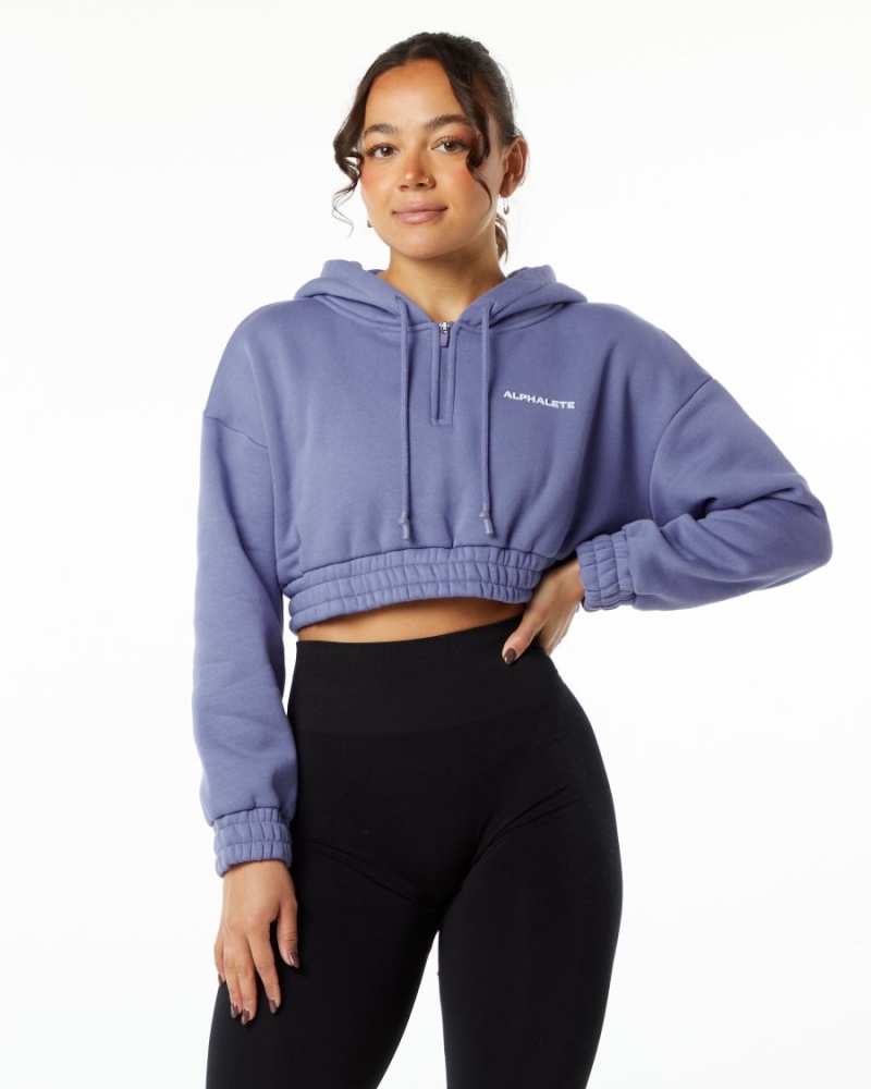 Alphalete Classic Capital Crop Hoodie Naisten Huppari Digital Violet | CNTXA-4786