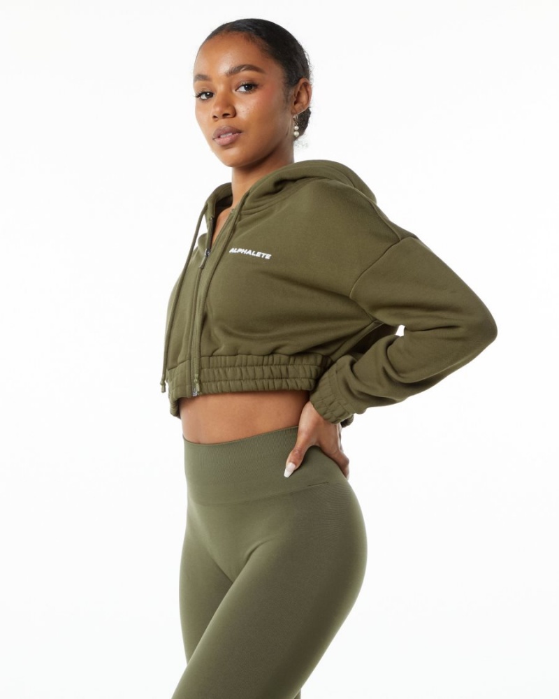 Alphalete Classic Capital Full-Zip Crop Jacket Naisten Takit Willow | BJDQW-9210