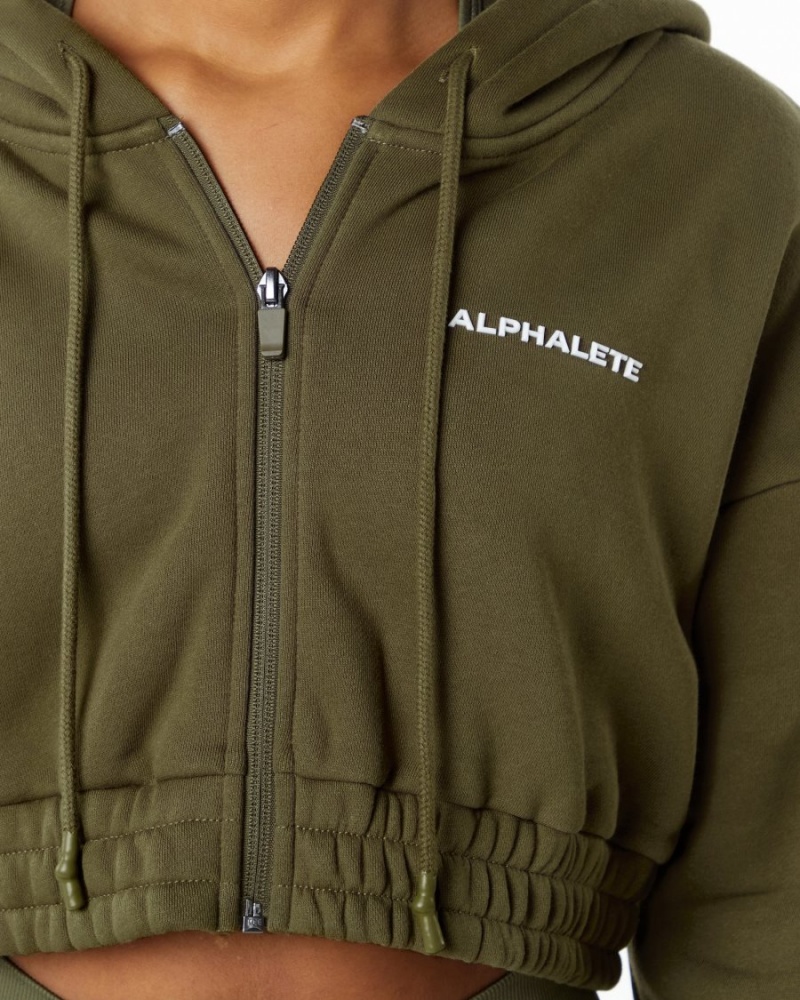 Alphalete Classic Capital Full-Zip Crop Jacket Naisten Takit Willow | BJDQW-9210