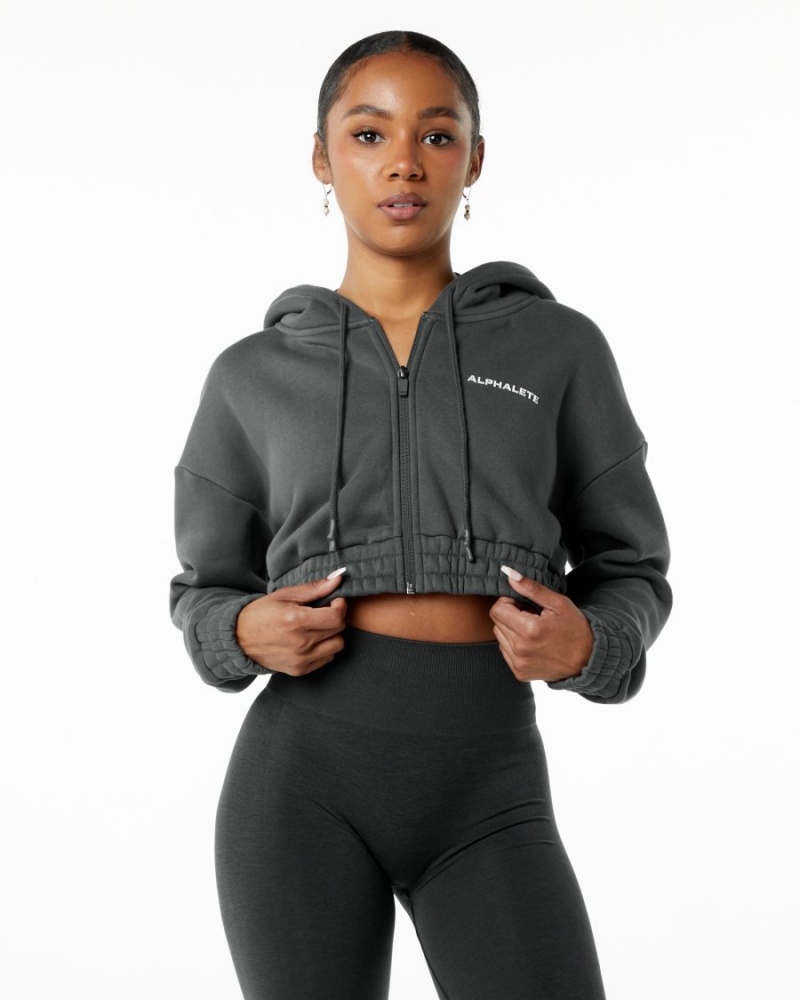 Alphalete Classic Capital Full-Zip Crop Jacket Naisten Takit Smoke | VFMHT-5738