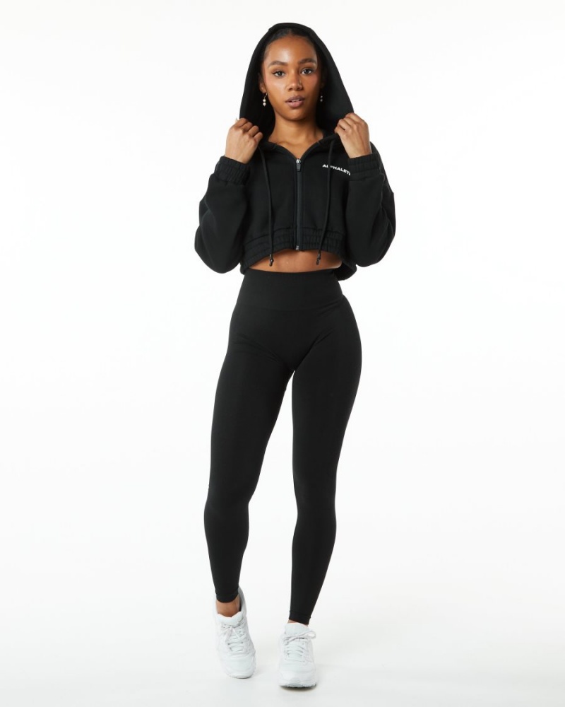 Alphalete Classic Capital Full-Zip Crop Jacket Naisten Takit Mustat | LPWSD-5749