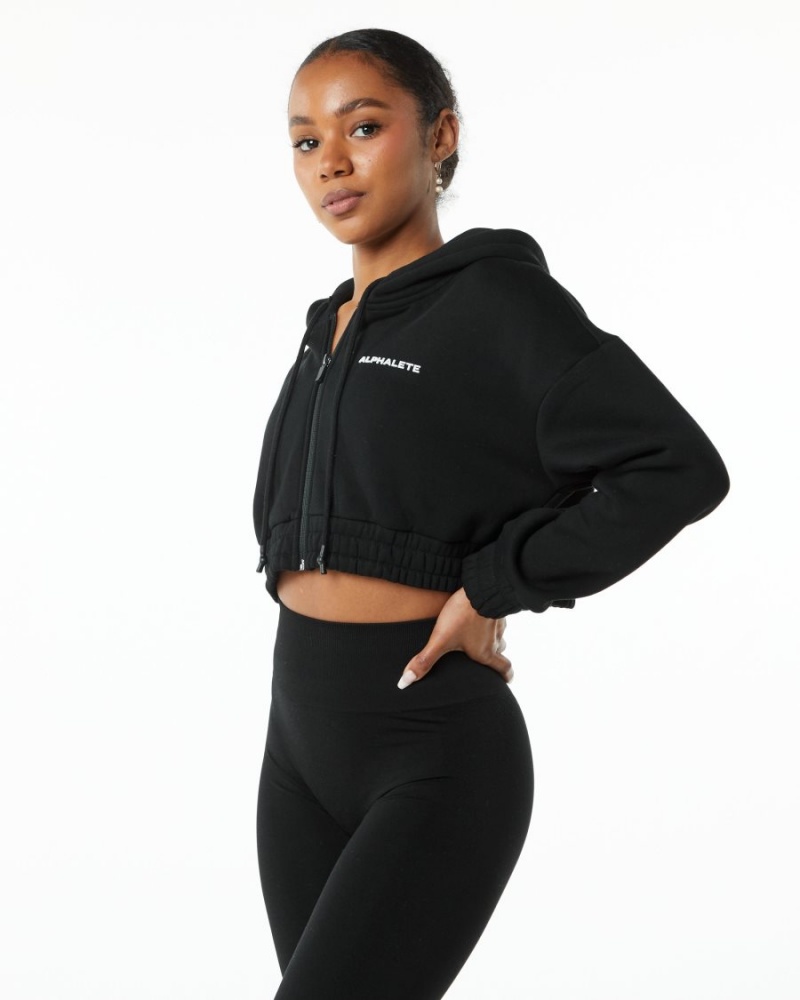 Alphalete Classic Capital Full-Zip Crop Jacket Naisten Takit Mustat | LPWSD-5749