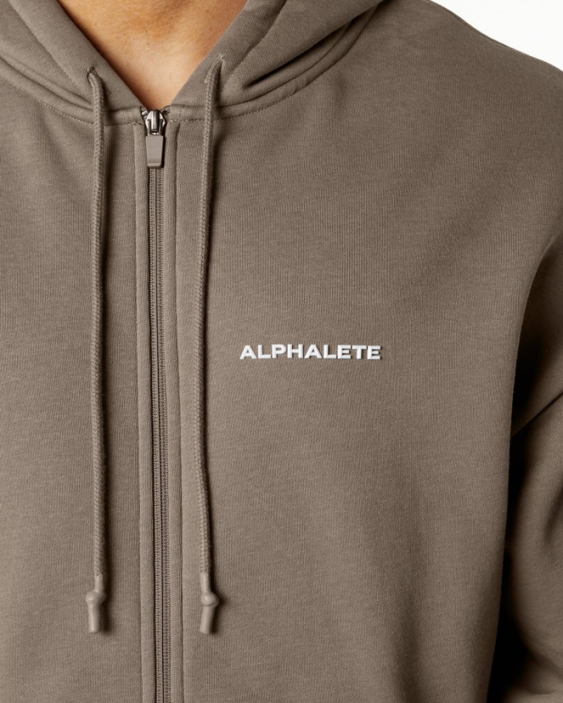 Alphalete Classic Full-Zip Jacket Miesten Takit Mocha | VZWDO-7835