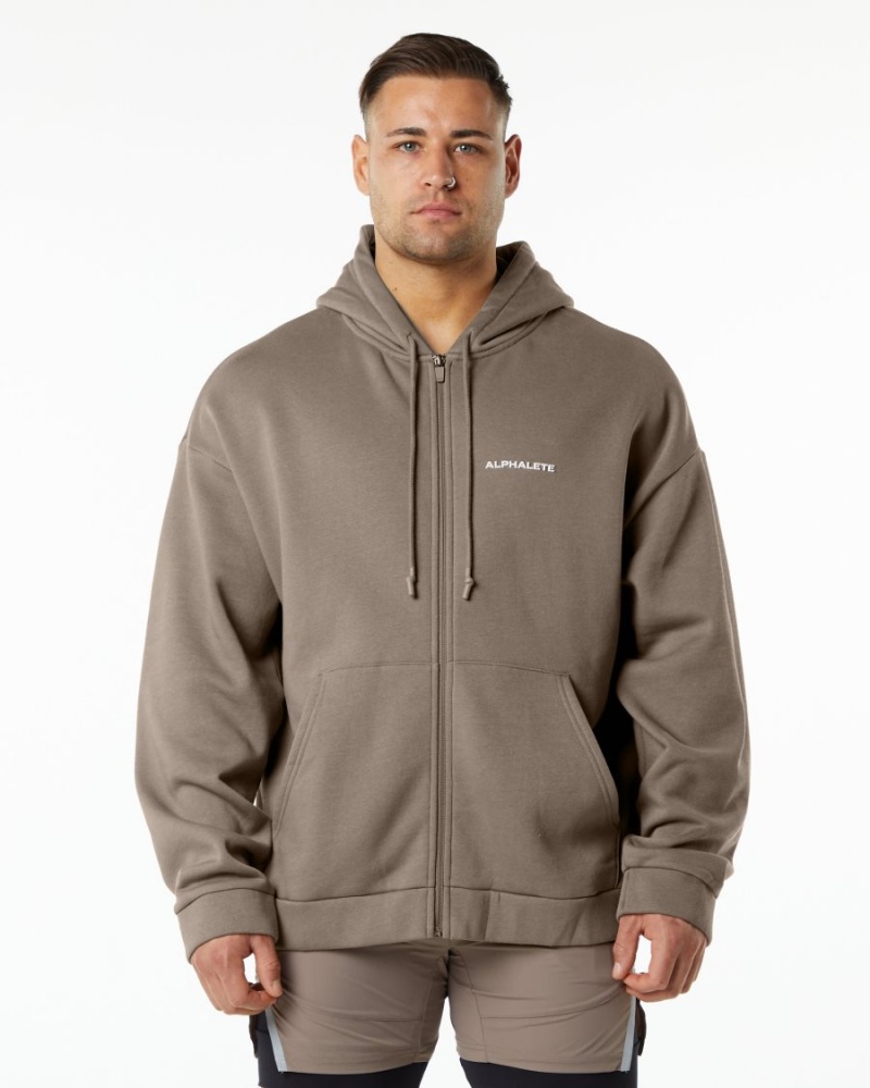 Alphalete Classic Full-Zip Jacket Miesten Takit Mocha | VZWDO-7835