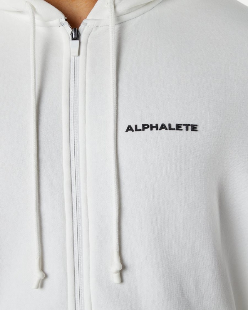 Alphalete Classic Full-Zip Jacket Miesten Takit Valkoinen | XKPWV-0746