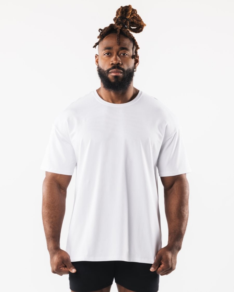 Alphalete Collegiate Tee Miesten Paidat Valkoinen | XGQIA-5913