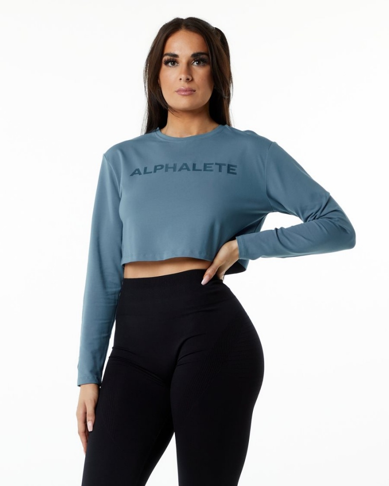 Alphalete Core LS Crop Naisten Pitkähihainen Sininen | ACNZW-1592