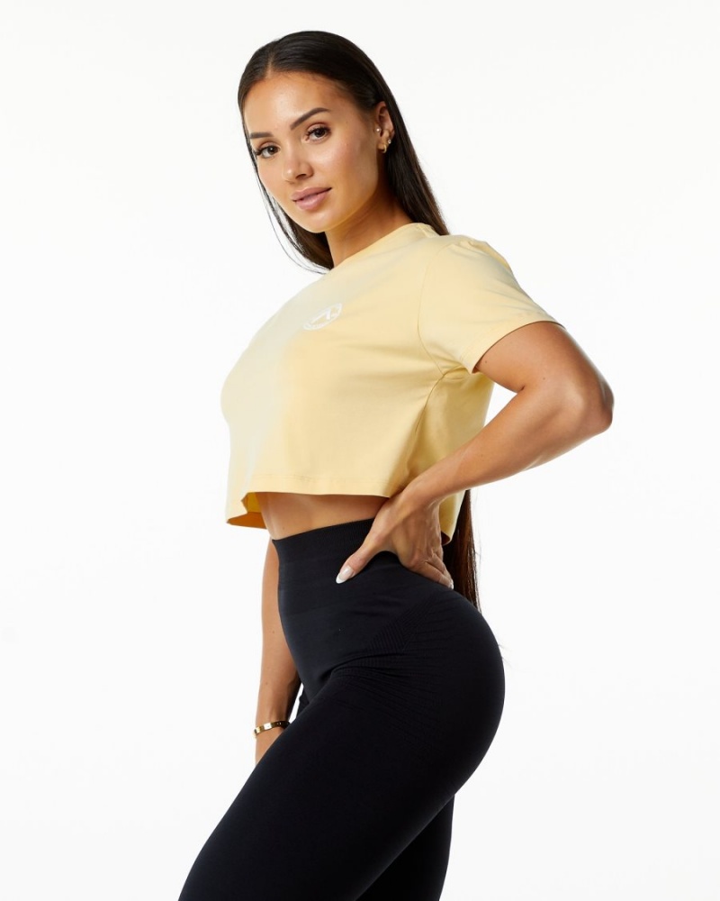 Alphalete Dynasty Crop Naisten Paidat Daffodil | QTOBI-3601