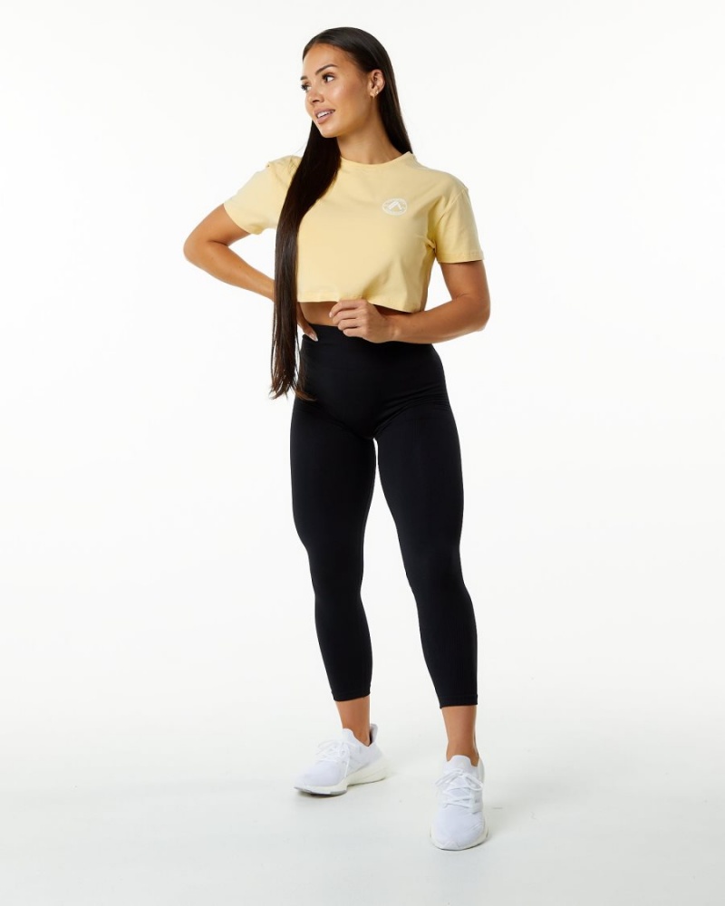 Alphalete Dynasty Crop Naisten Paidat Daffodil | QTOBI-3601