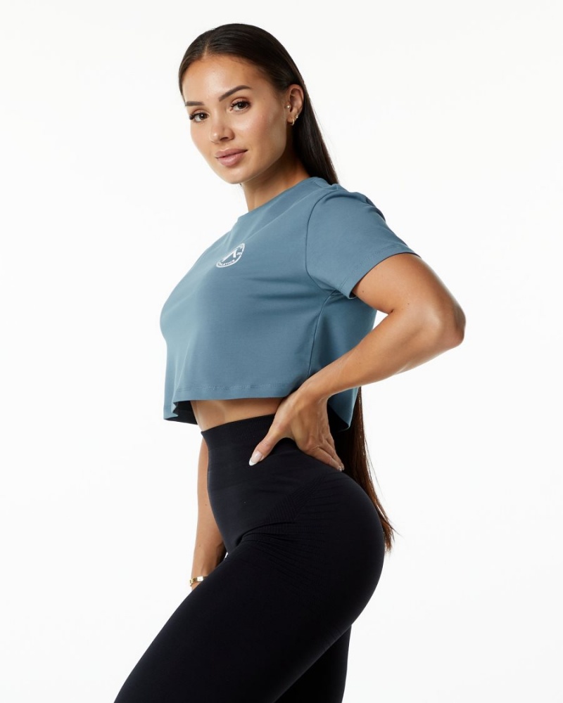 Alphalete Dynasty Crop Naisten Paidat Sininen | ESYMZ-2463