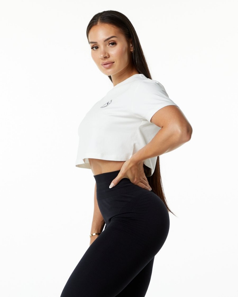 Alphalete Dynasty Crop Naisten Paidat Valkoinen | MGHLS-8916