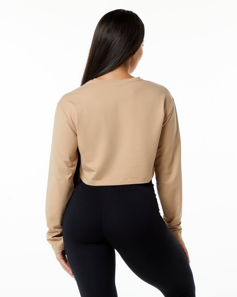 Alphalete Dynasty LS Crop Naisten Pitkähihainen Taupe | RGZTI-6438