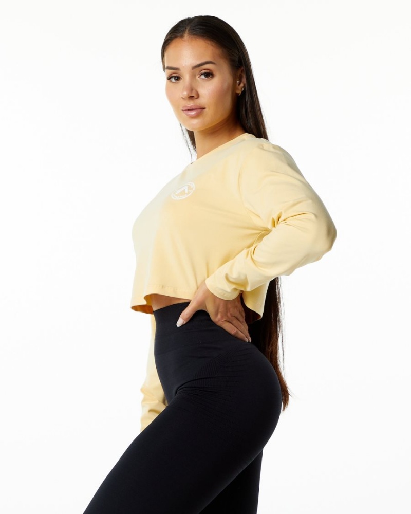 Alphalete Dynasty LS Crop Naisten Pitkähihainen Daffodil | DGKJI-9645