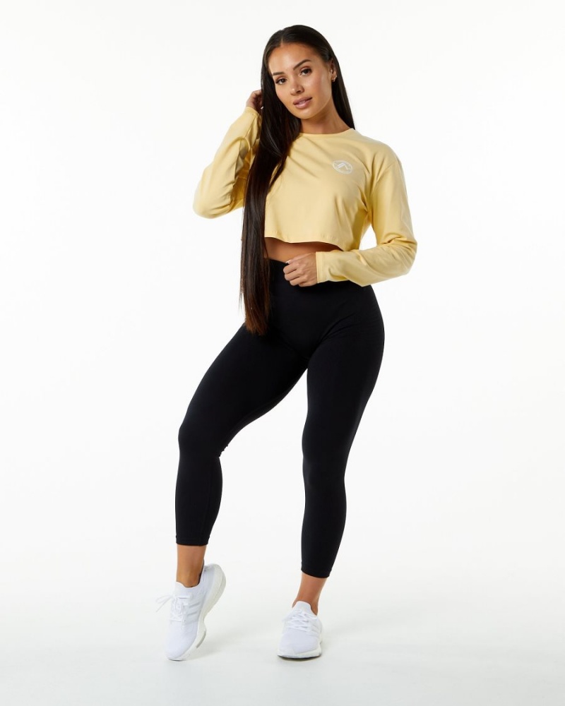 Alphalete Dynasty LS Crop Naisten Pitkähihainen Daffodil | DGKJI-9645