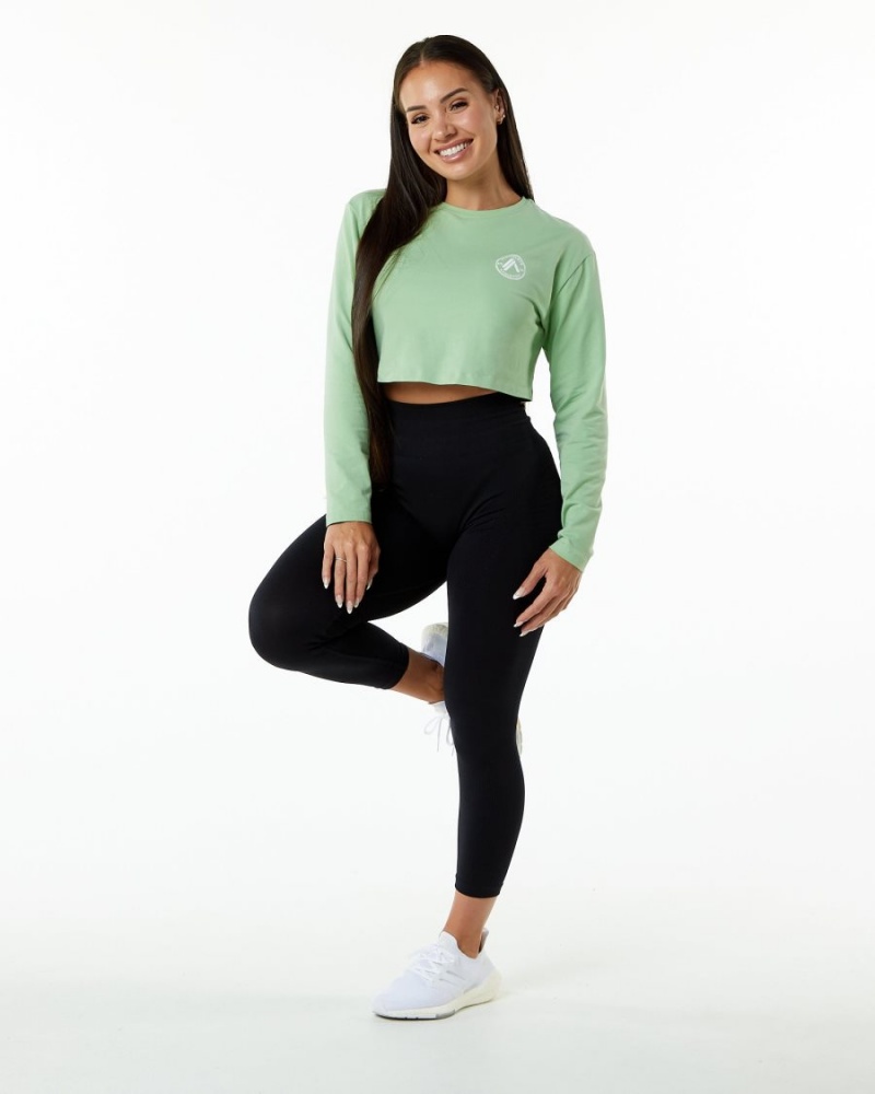 Alphalete Dynasty LS Crop Naisten Pitkähihainen Pistachio | RLMTS-3978