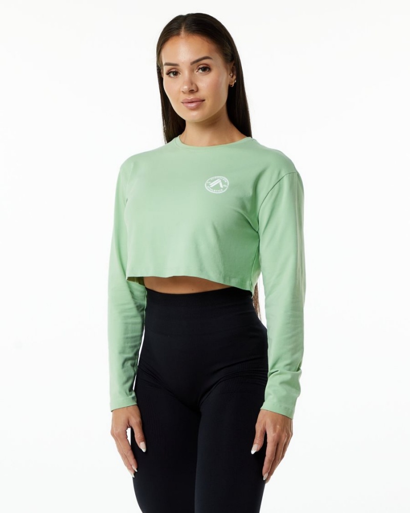 Alphalete Dynasty LS Crop Naisten Pitkähihainen Pistachio | RLMTS-3978