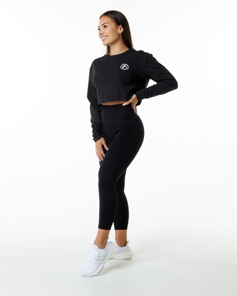 Alphalete Dynasty LS Crop Naisten Pitkähihainen Mustat | UCMYO-9138