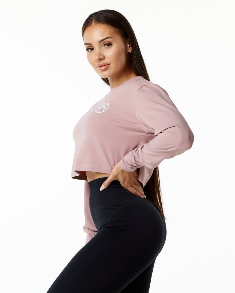 Alphalete Dynasty LS Crop Naisten Pitkähihainen Mauve | ELPMF-2947