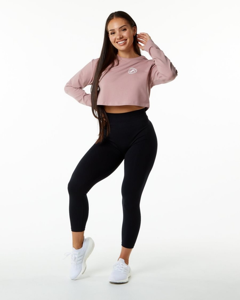 Alphalete Dynasty LS Crop Naisten Pitkähihainen Mauve | ELPMF-2947